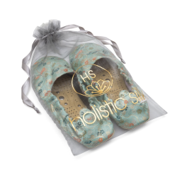 Massage slippers (grn/guld/blomster)