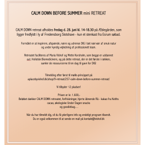 CALM DOWN BEFORE SUMMER retreat