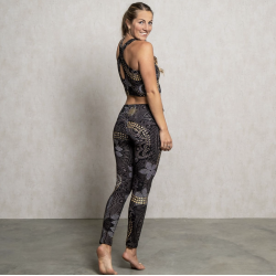YOGA leggings tourmaline (sort &amp; guld) 