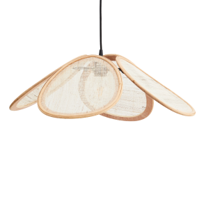 RATTAN CEILING LAMP W/ LINEN