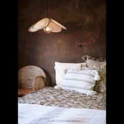 RATTAN CEILING LAMP W/ LINEN