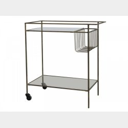 Serveringsvogn med hjul (guldfarvet)