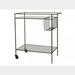 Serveringsvogn med hjul (guldfarvet)