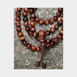  BRUN TIGER EYE MALA Produceret af tibetanske kunsthndvrkere i det tibanske settlement, Indien